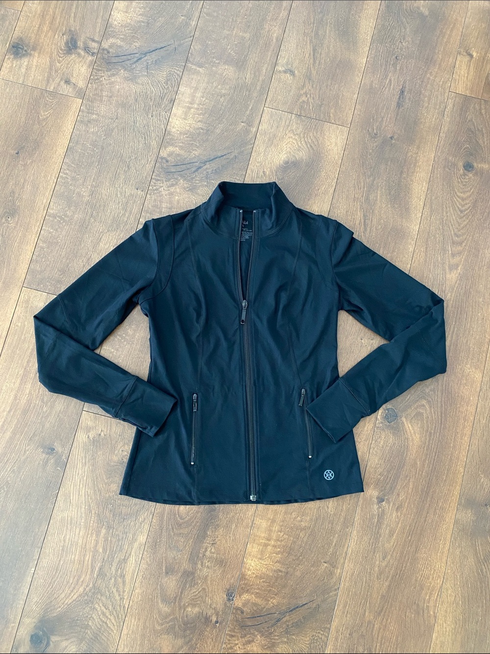 Cabi Black Zip-Up Jacket with Thumbholes & Stand Collar Women’s Small
